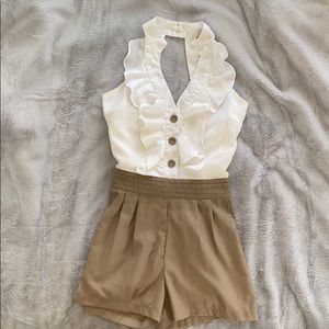 Hello Miss Sleeveless Halter Ruffle Jumper Size S